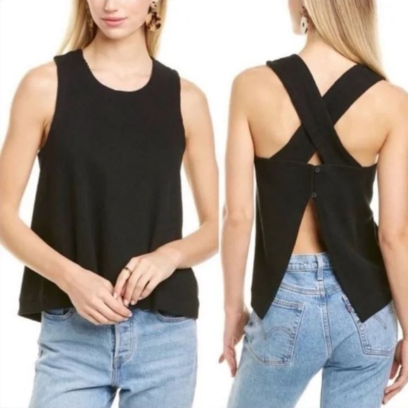 Madewell Tops - Madewell Ottoman Jacquard Crossback Tank Top True Black Size M NIP